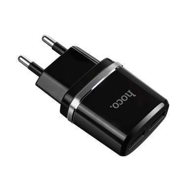 Сетевое зарядное устройство Hoco C12 2 USB-Apple Lightning 2,4A (черный) — 3