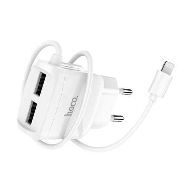 Сетевое зарядное устройство Hoco C59A (USB - Lightning) (белое) — 6