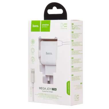 Сетевое зарядное устройство Hoco C59A (USB - Lightning) (белое) — 3
