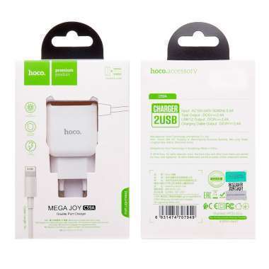 Сетевое зарядное устройство Hoco C59A (USB - Lightning) (белое) — 2